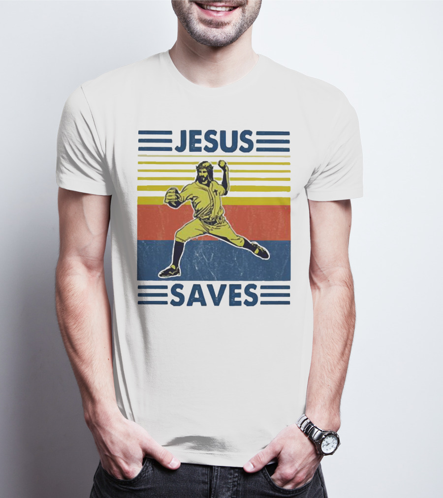 Jesus Saves Baseball Pitcher T-Shirt