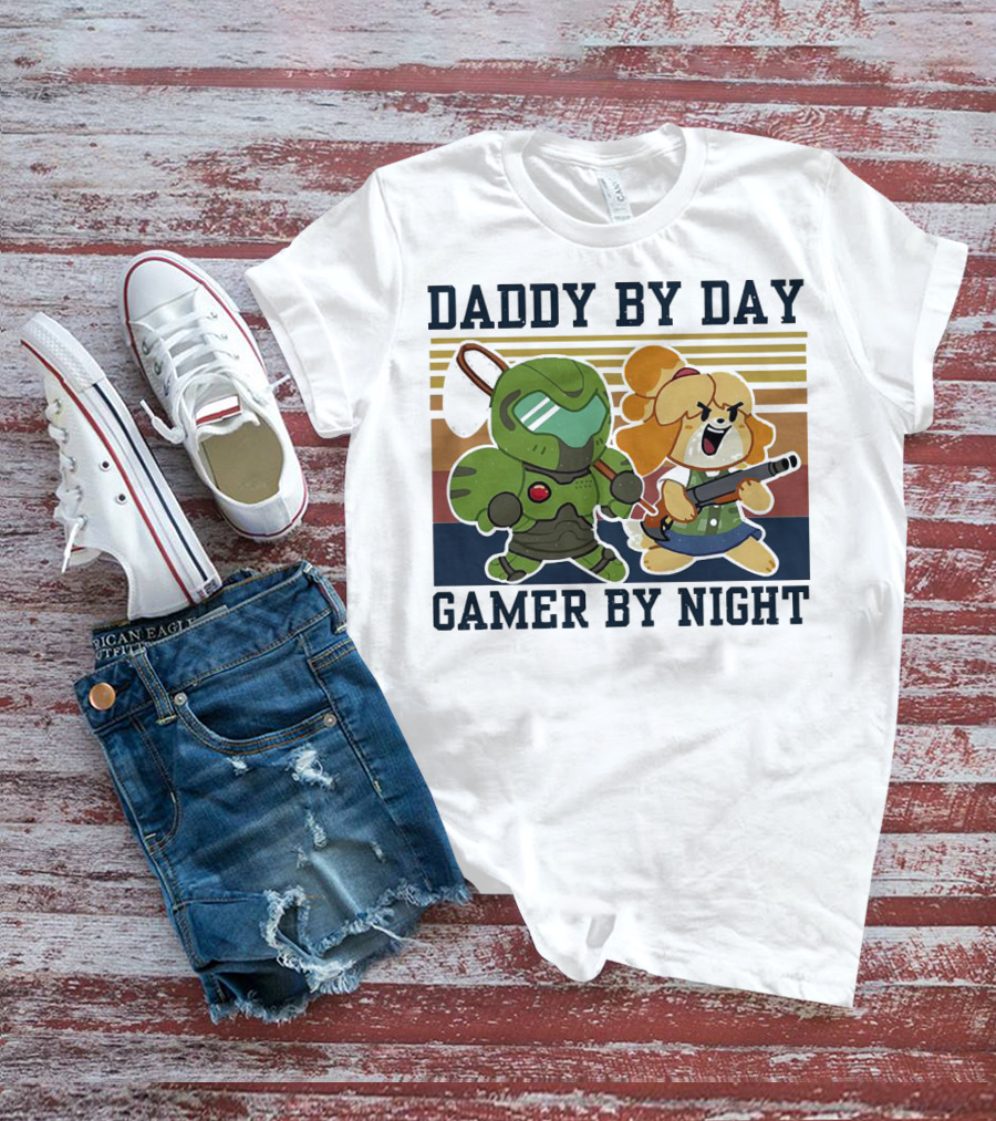 Daddy By Day Gamer By Night Doomguy Isabelle Crossover T-Shirt