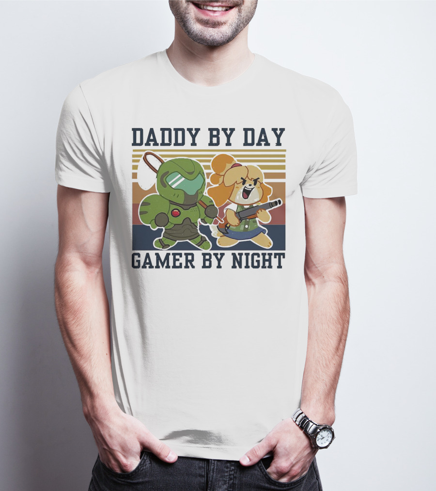 Daddy By Day Gamer By Night Doomguy Isabelle Crossover T-Shirt