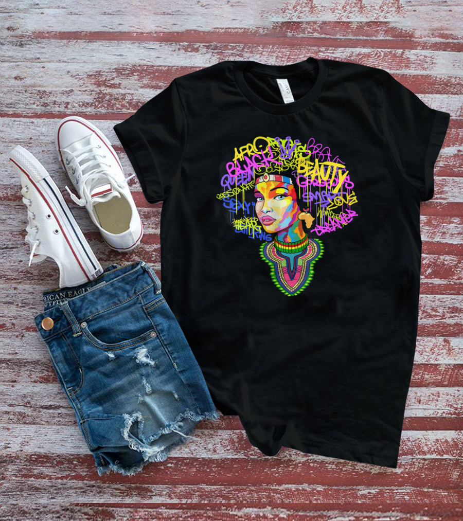 Afro Dashiki Queen Black Beauty Pride Culture Respect Goddess Melanin Love Power T-Shirt
