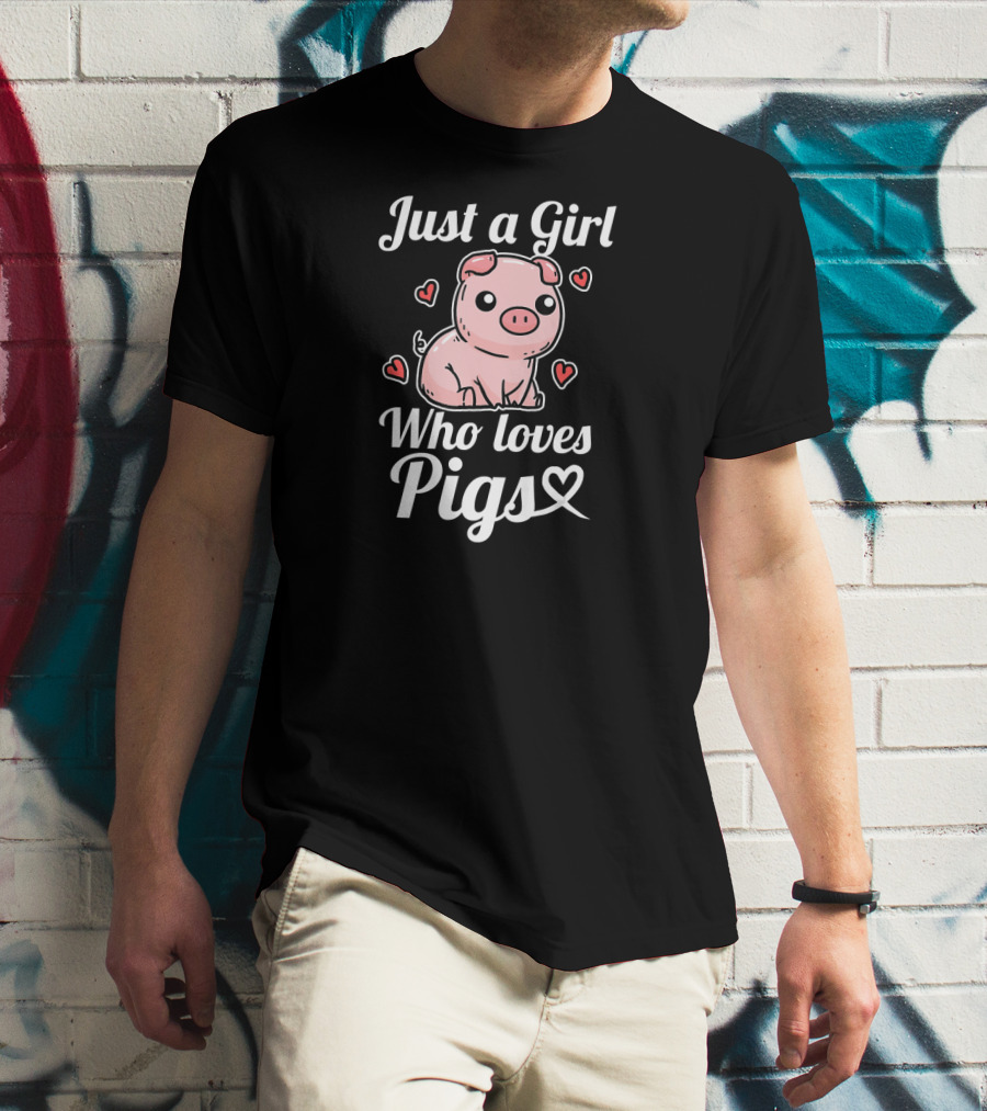 Just A Girl Who Loves Pigs Cute Pig Hearts T-Shirt