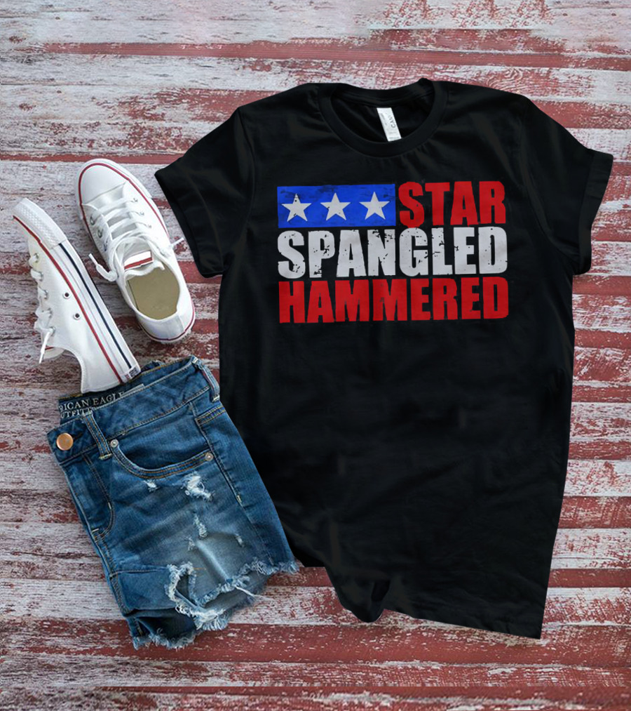 Star Spangled Hammered USA Patriotic Festival Party Wear T-Shirt