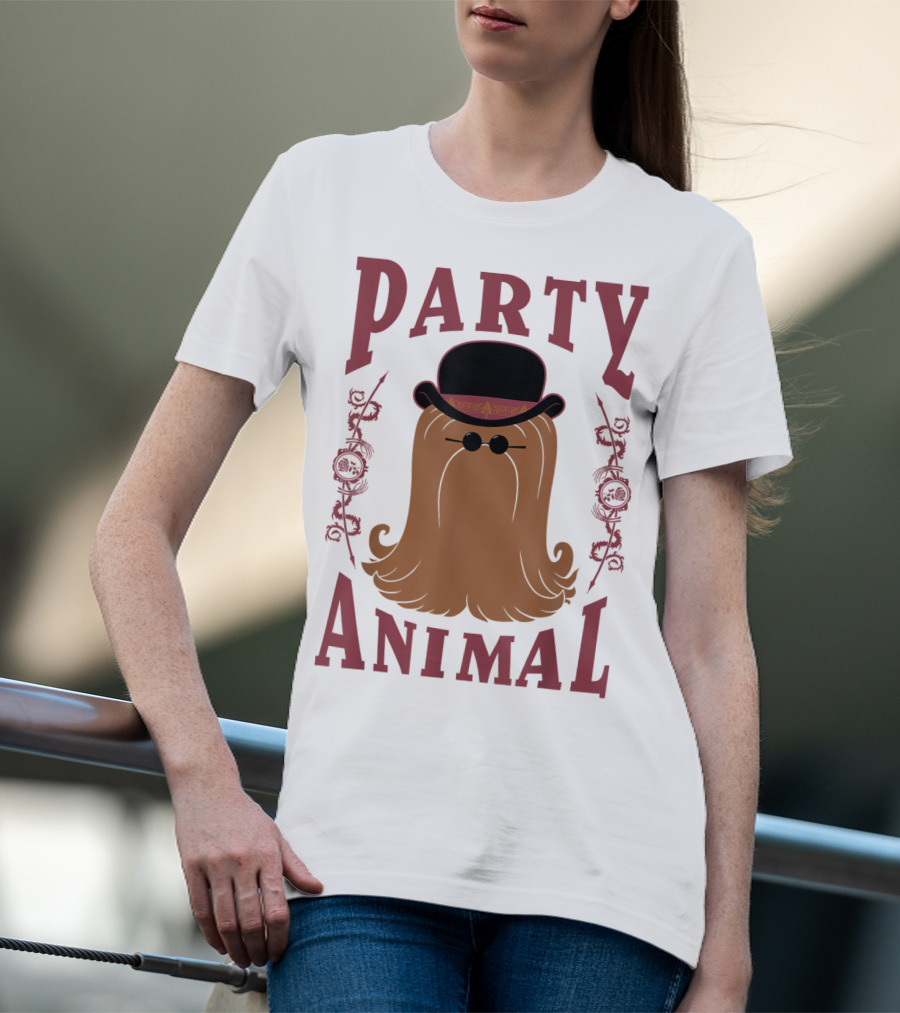 Addams Family Cousin It Party Animal Top Hat And Sunglasses T-Shirt
