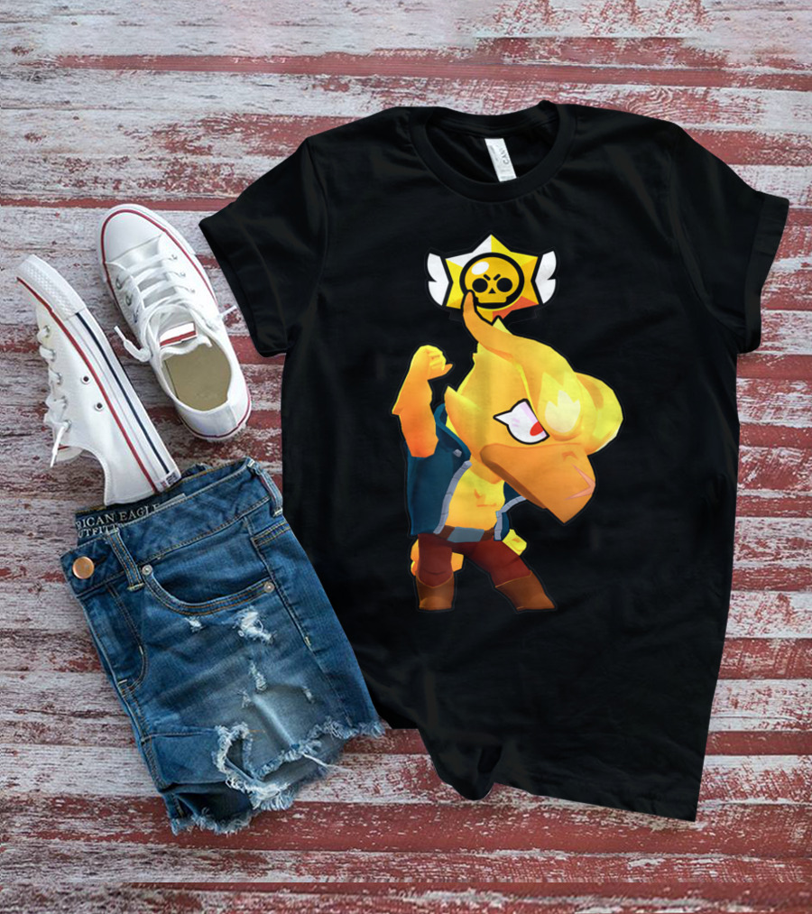 Brawl Stars Crow Character Icon With Skull Star Badge T-Shirt