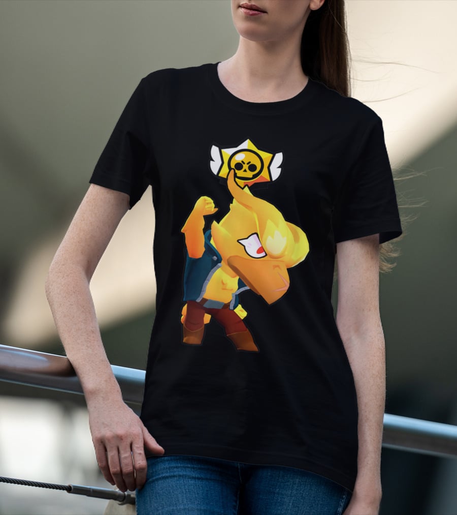 Brawl Stars Crow Character Icon With Skull Star Badge T-Shirt
