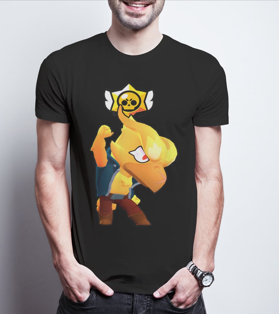 Brawl Stars Crow Character Icon With Skull Star Badge T-Shirt