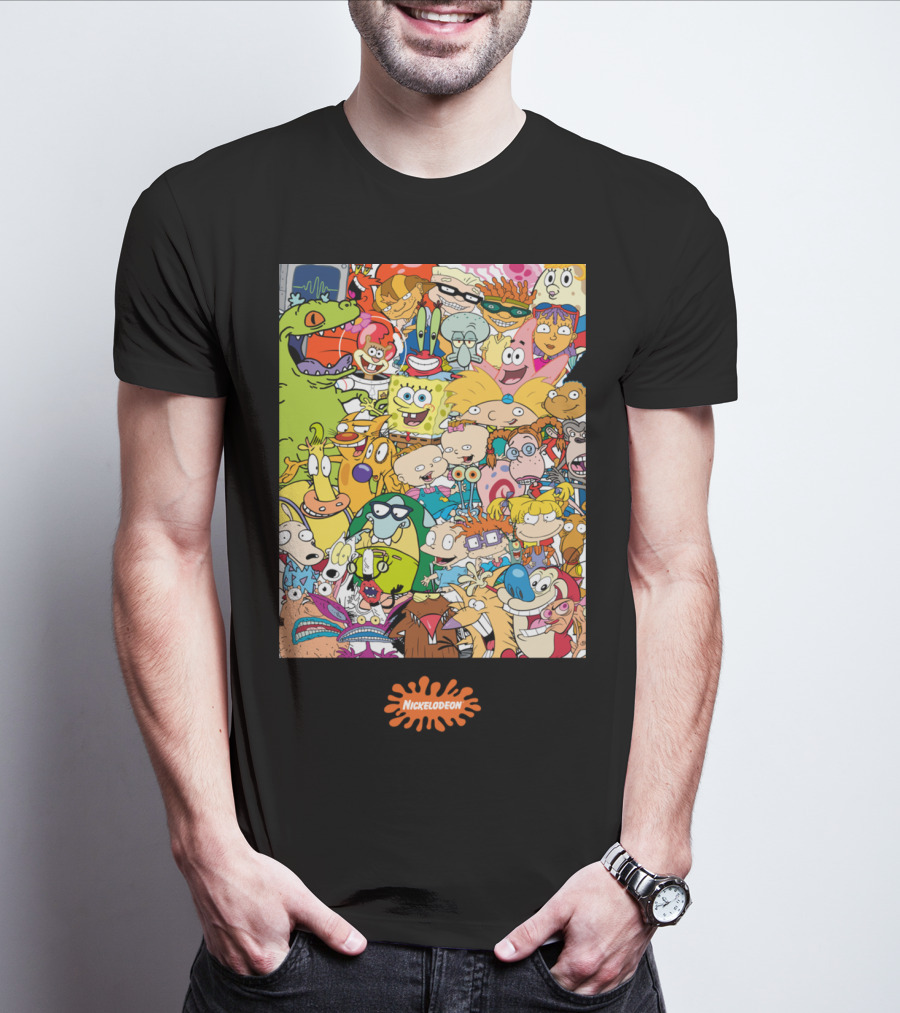 Nickelodeon 90s Cartoon Characters Compilation Group Shot T-Shirt