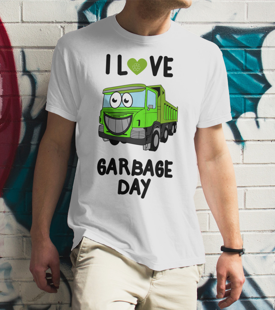 I Love Garbage Day Vintage Style Cartoon Garbage Truck T-Shirt