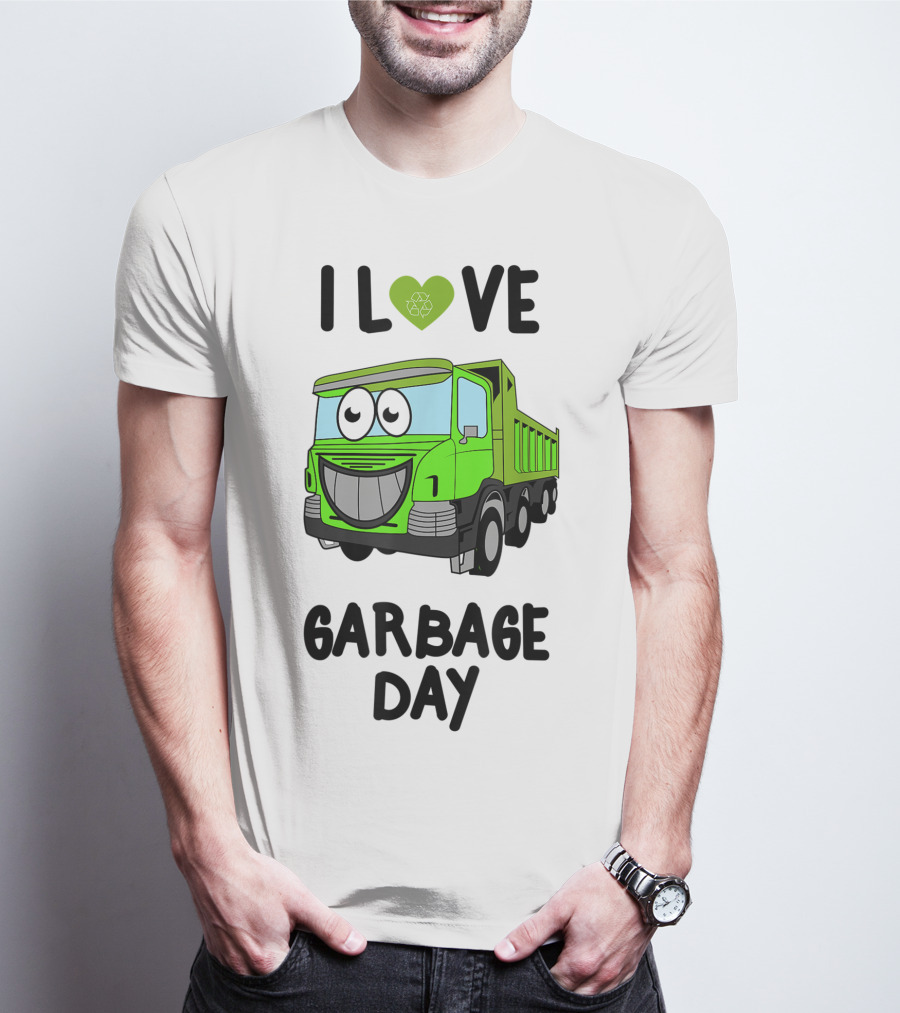 I Love Garbage Day Vintage Style Cartoon Garbage Truck T-Shirt
