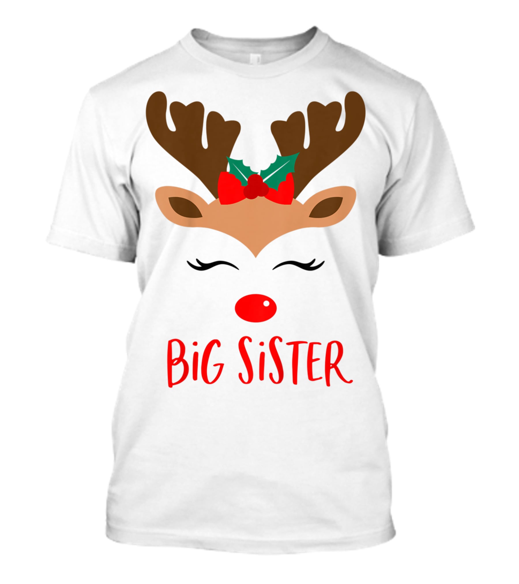 Big Sister Reindeer Christmas Matching Sibling Outfits T-Shirt