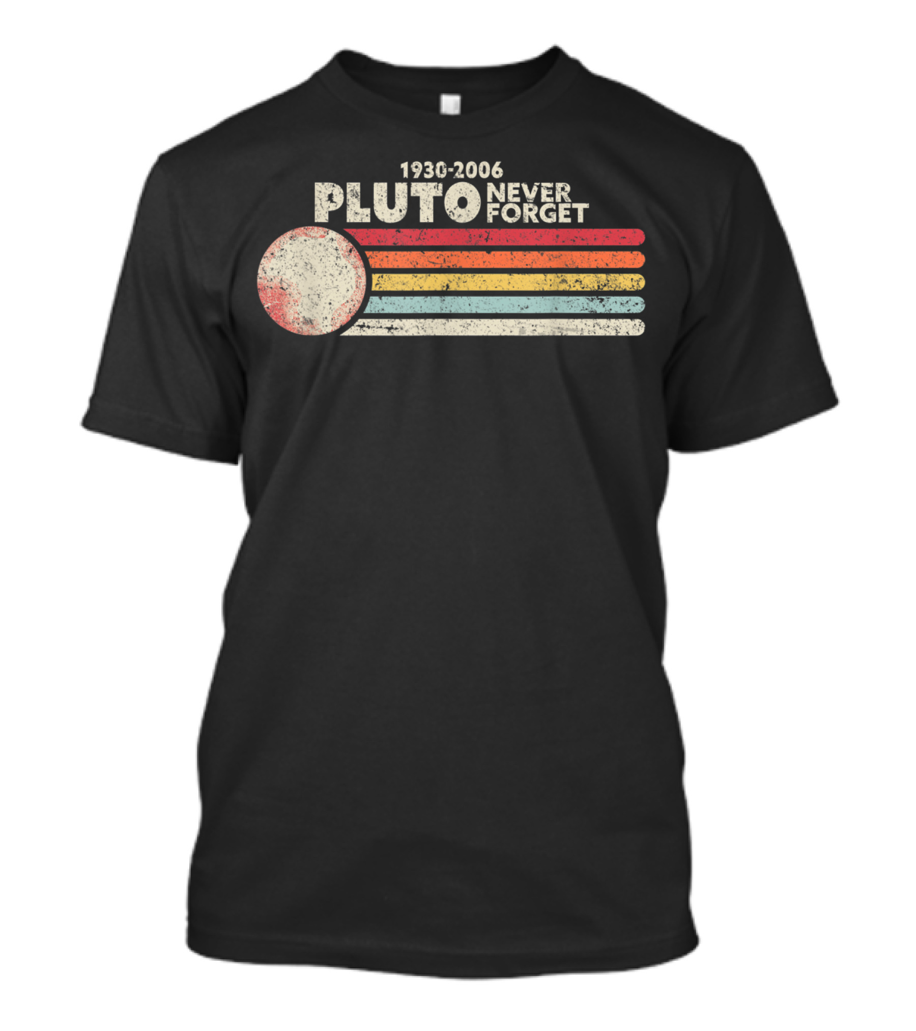 1930-2006 Pluto Never Forget Retro Stripes T-Shirt