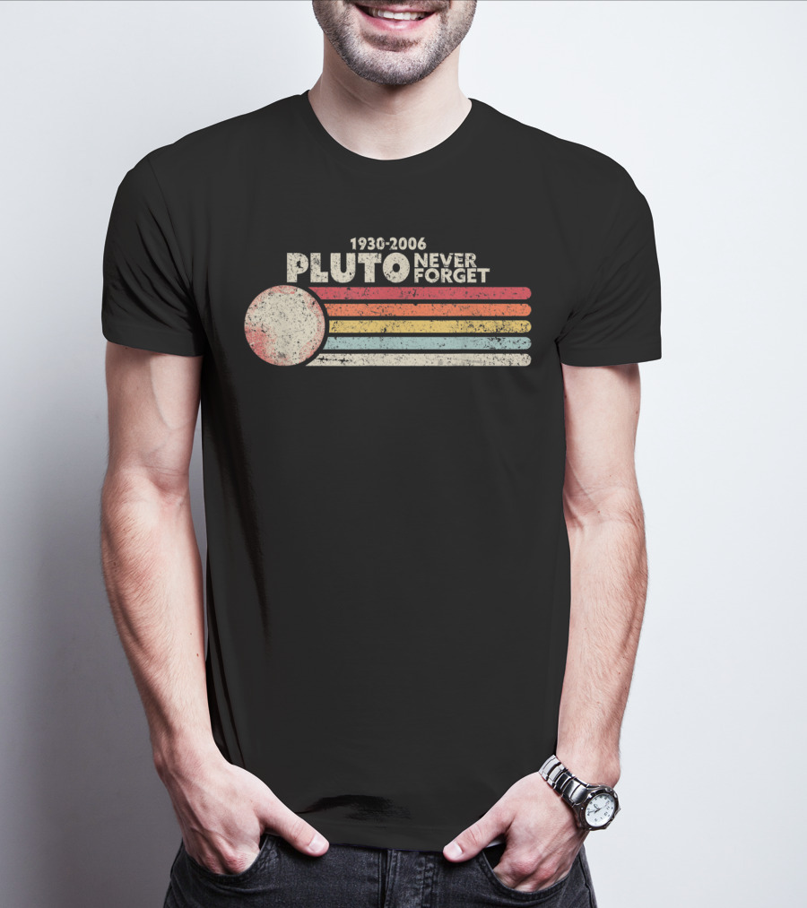 1930-2006 Pluto Never Forget Retro Stripes T-Shirt