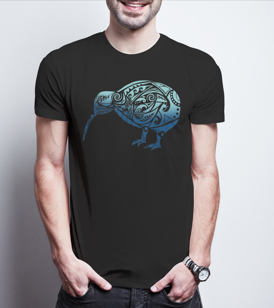 Polynesia Maori Kiwi Bird Ocean Blue T-Shirt