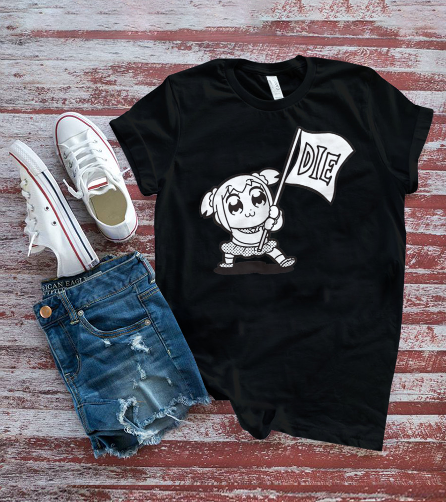 Pop Team Epic Popuko Holding Die Banner T-Shirt