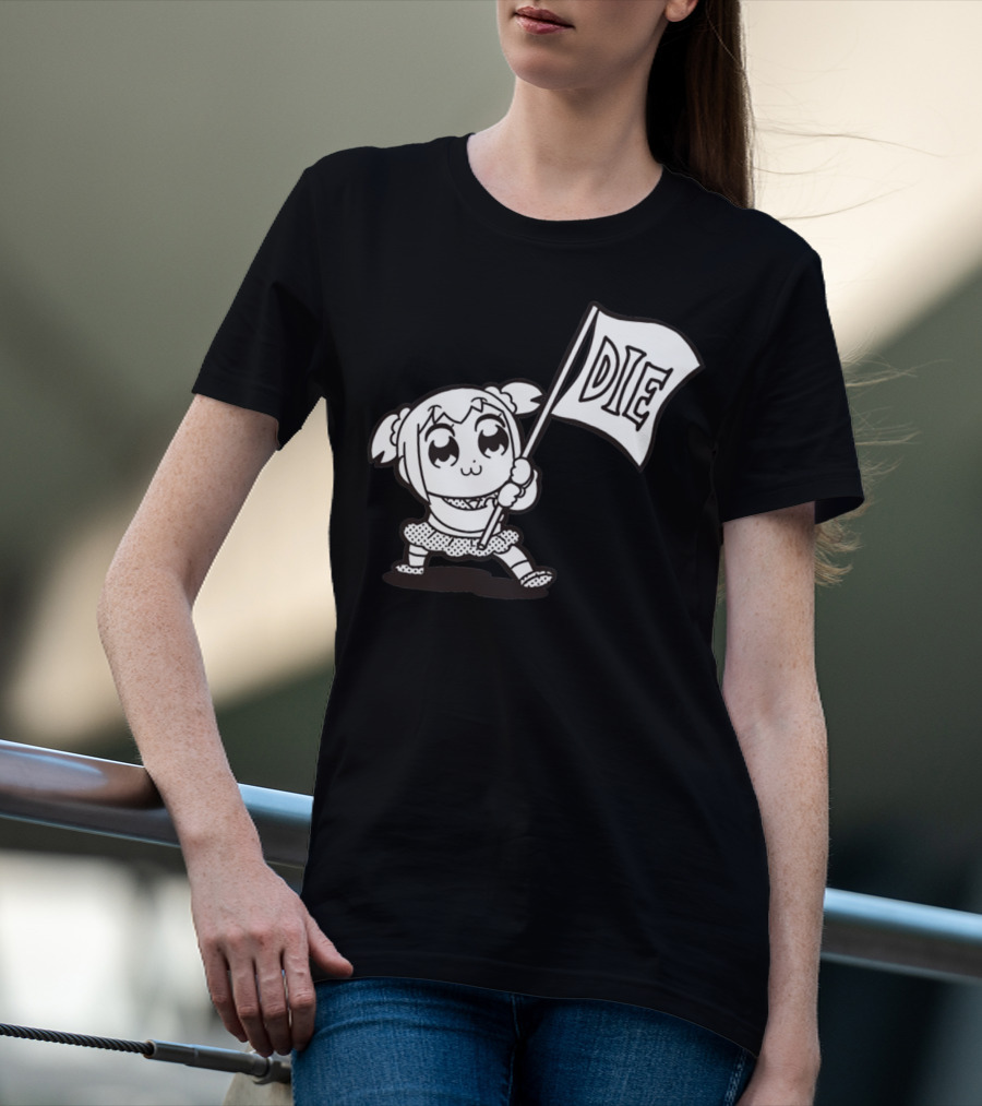 Pop Team Epic Popuko Holding Die Banner T-Shirt