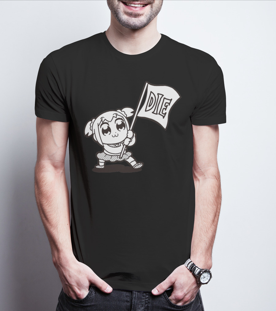Pop Team Epic Popuko Holding Die Banner T-Shirt