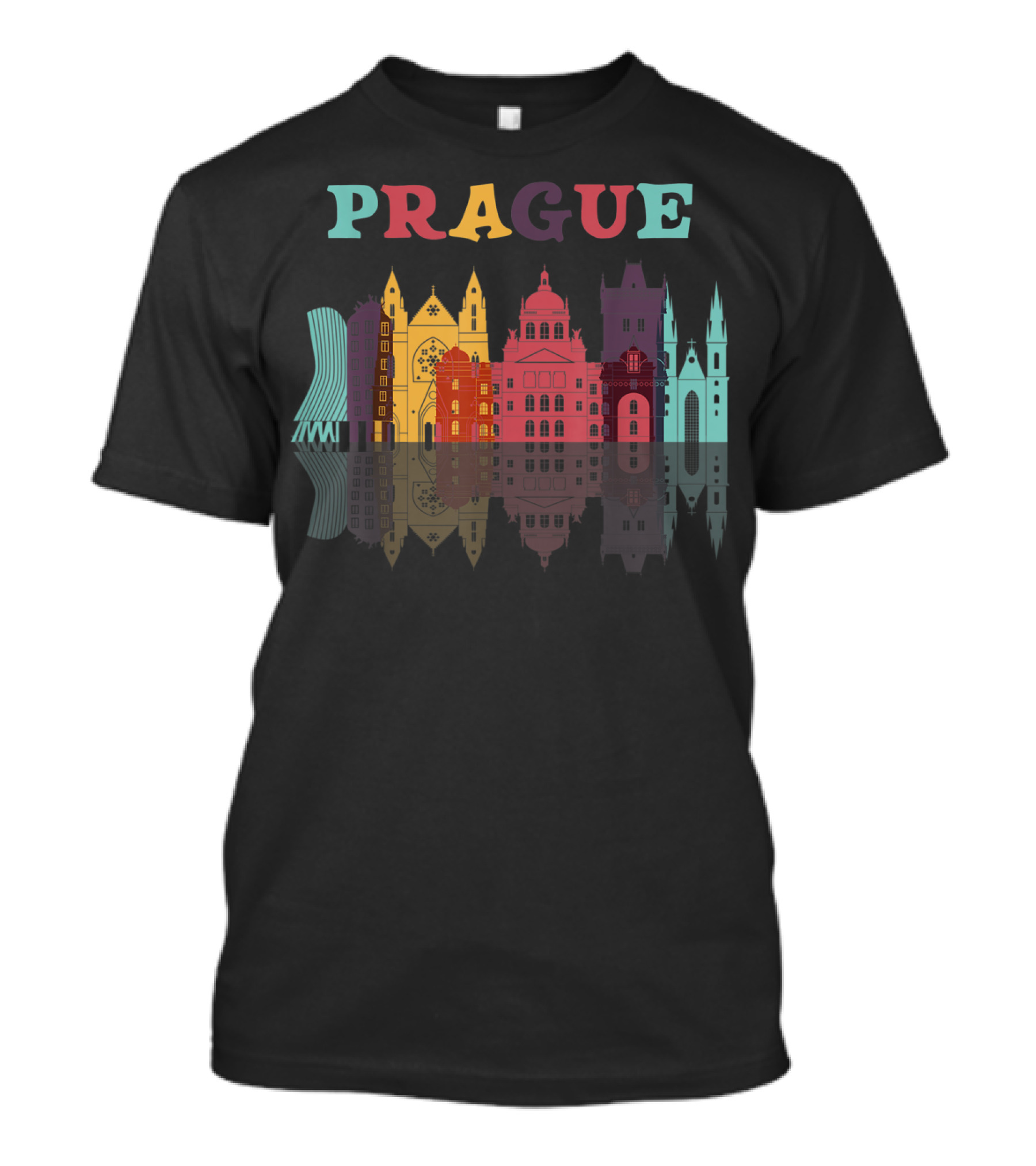 Prague Czech Republic Family Vacation European Skyline Reflection T-Shirt