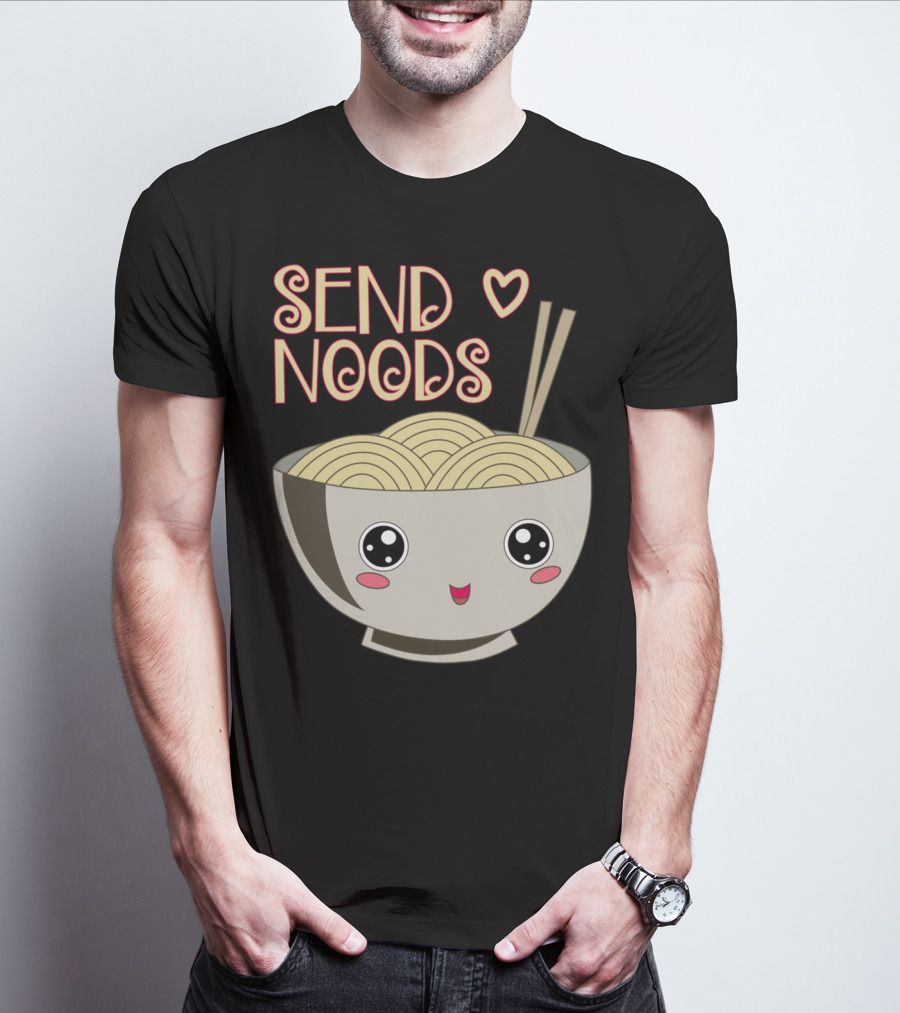 Send Noods Kawaii Ramen Bowl With Chopsticks And Heart T-Shirt