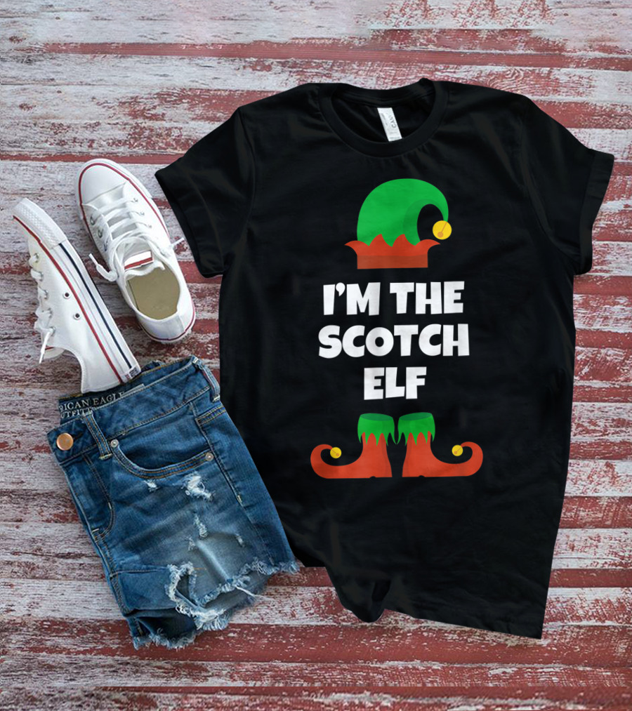 I'm The Scotch Elf Christmas Hat And Shoes T-Shirt