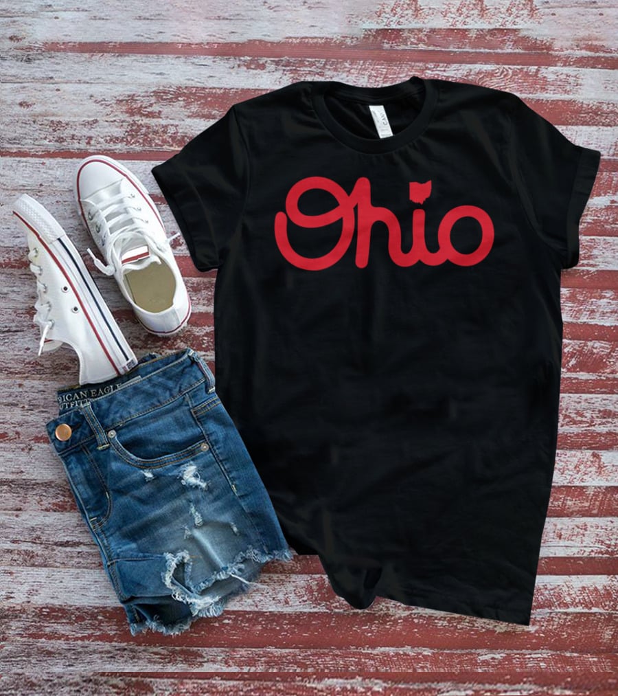 Ohio Script Ohioan State Pride With Iconic Red Text And Outline T-Shirt