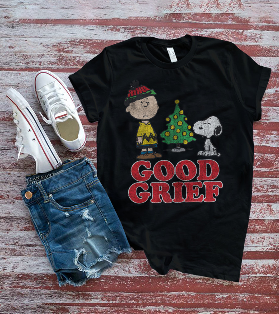 Good Grief Peanuts Holiday Snoopy And Charlie Christmas Tree T-Shirt