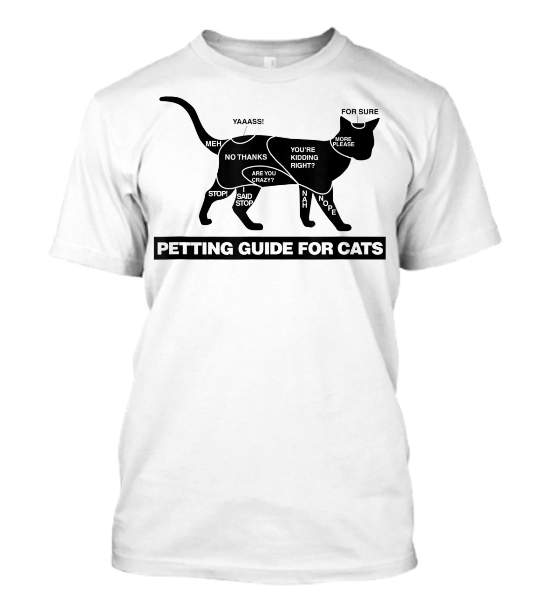 Petting Guide For Cats Funny How To Pet A Cat Chart With Humorous Comments T-Shirt