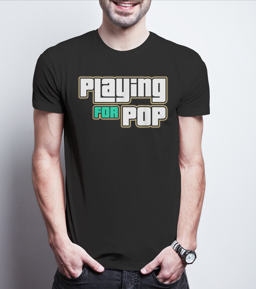 Playing For Pop Grand Theft Auto Font T-Shirt