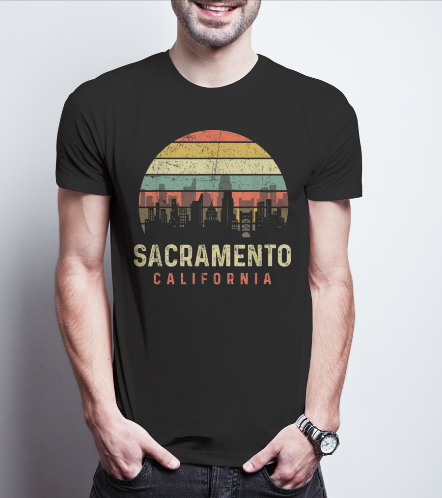 Sacramento California Skyline Vintage Sunset T-Shirt