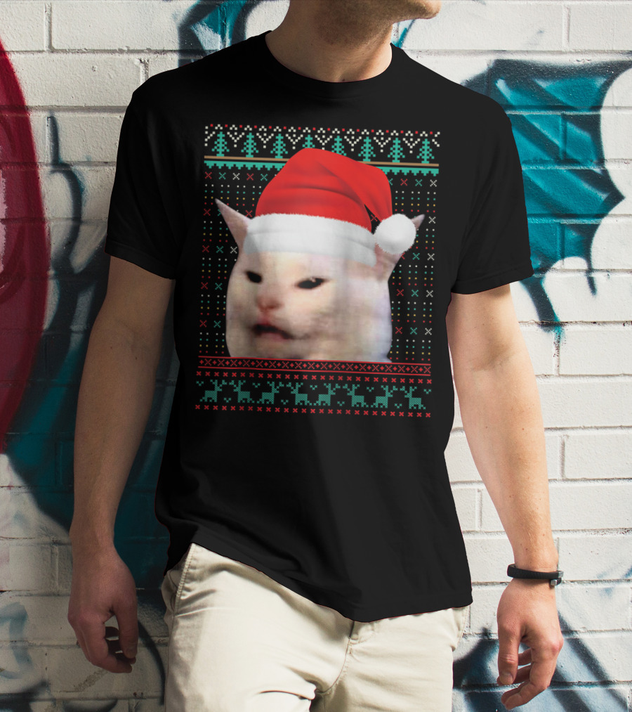 Santa Cat Ugly Christmas Merry T-Shirt