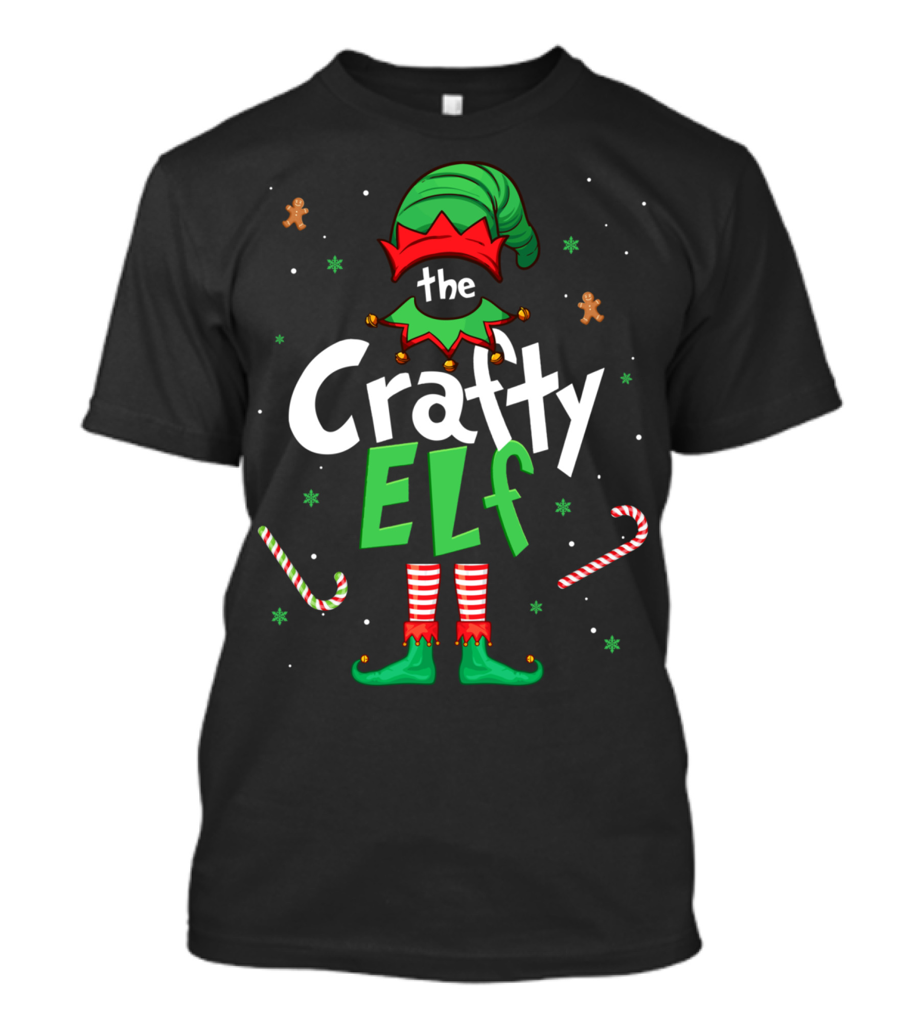 The Crafty Elf Christmas Xmas Family Candy Cane Gingerbread T-Shirt