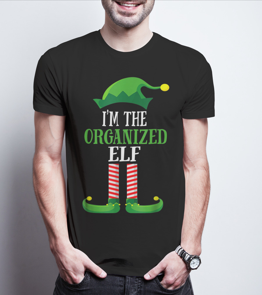 I'm The Organized Elf Festive Hat And Striped Socks Family Group T-Shirt