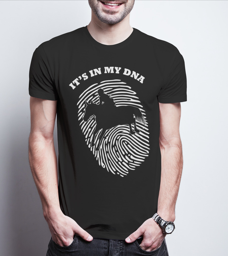 It's In My DNA Equestrian Horse Racer Fingerprint T-Shirt