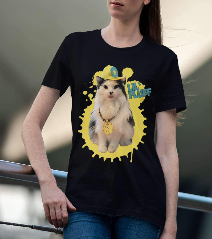 Lil' Fluff Cool Cat With Dollar Sign Necklace And Cap T-Shirt