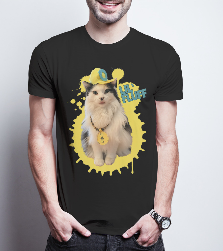 Lil' Fluff Cool Cat With Dollar Sign Necklace And Cap T-Shirt