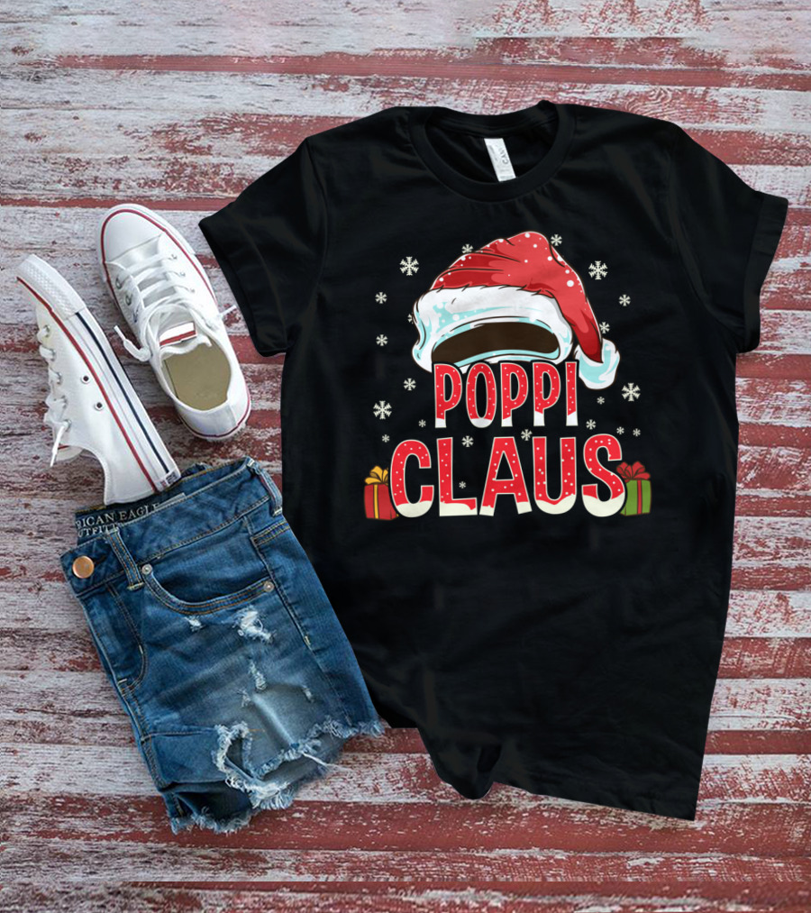 Poppi Claus Santa Hat Snowflakes Christmas Gifts T-Shirt