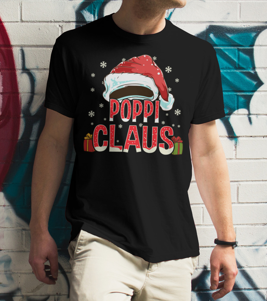 Poppi Claus Santa Hat Snowflakes Christmas Gifts T-Shirt