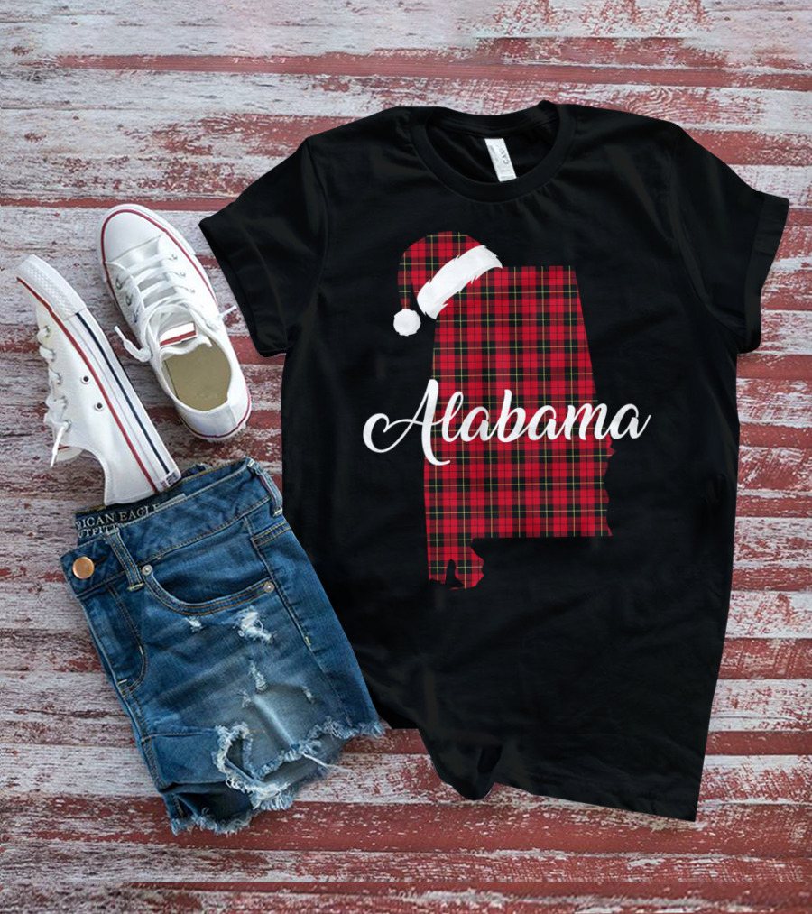 Alabama Santa Hat Red Buffalo Royal Stewart Tartan T-Shirt