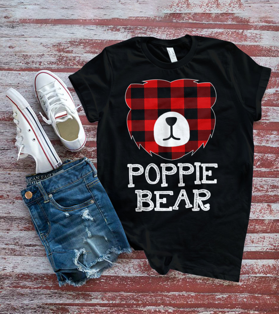 Red Plaid Poppie Bear Buffalo Check T-Shirt