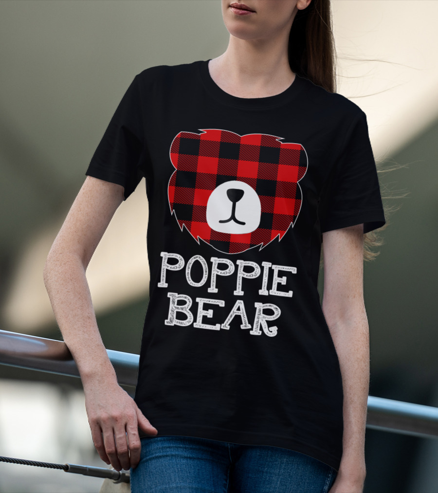 Red Plaid Poppie Bear Buffalo Check T-Shirt