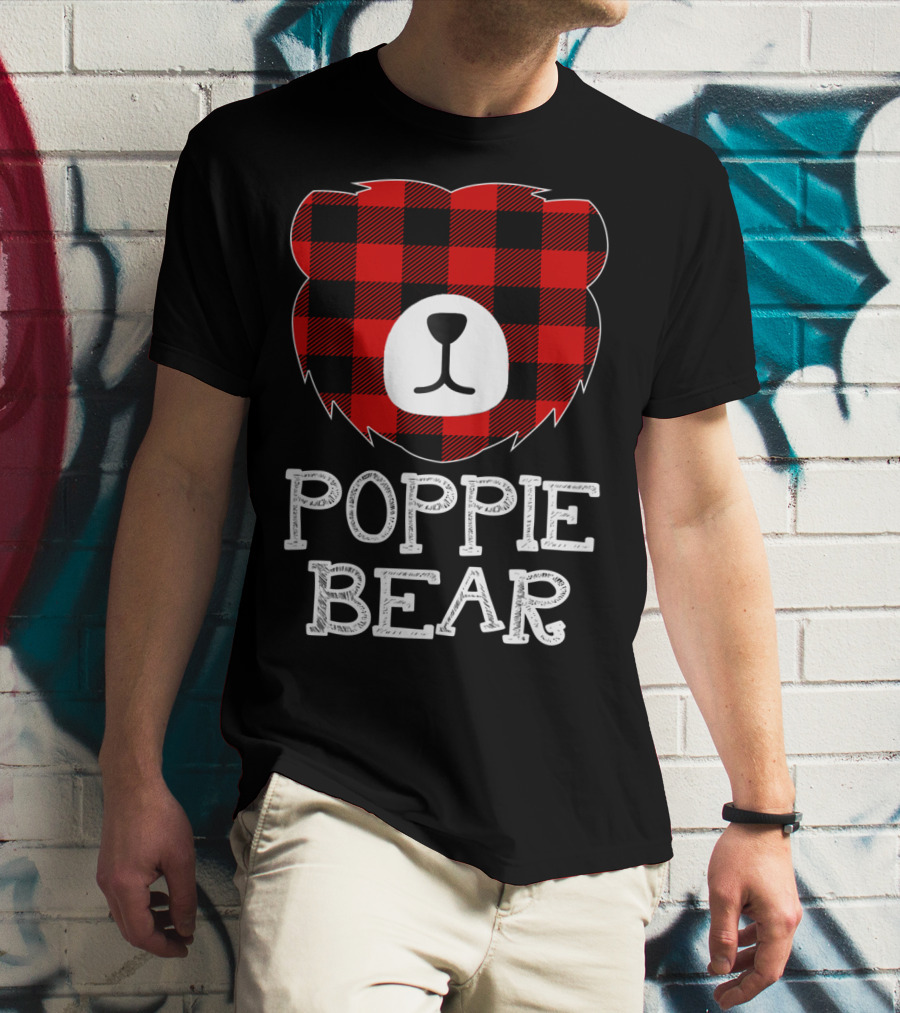 Red Plaid Poppie Bear Buffalo Check T-Shirt