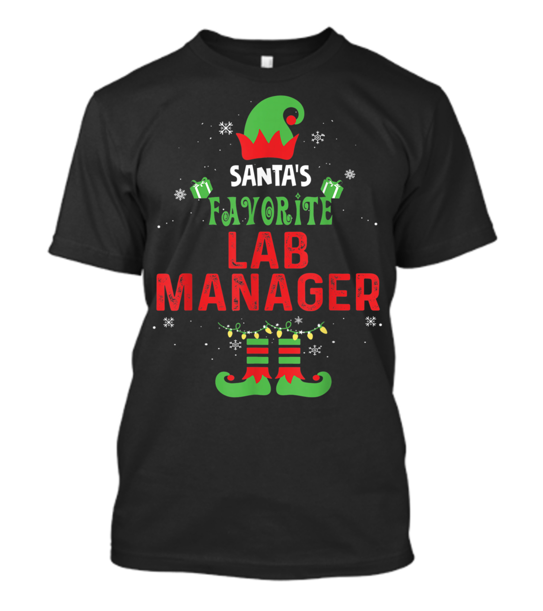 Santa's Favorite Lab Manager Christmas Elf Hat And Boots T-Shirt