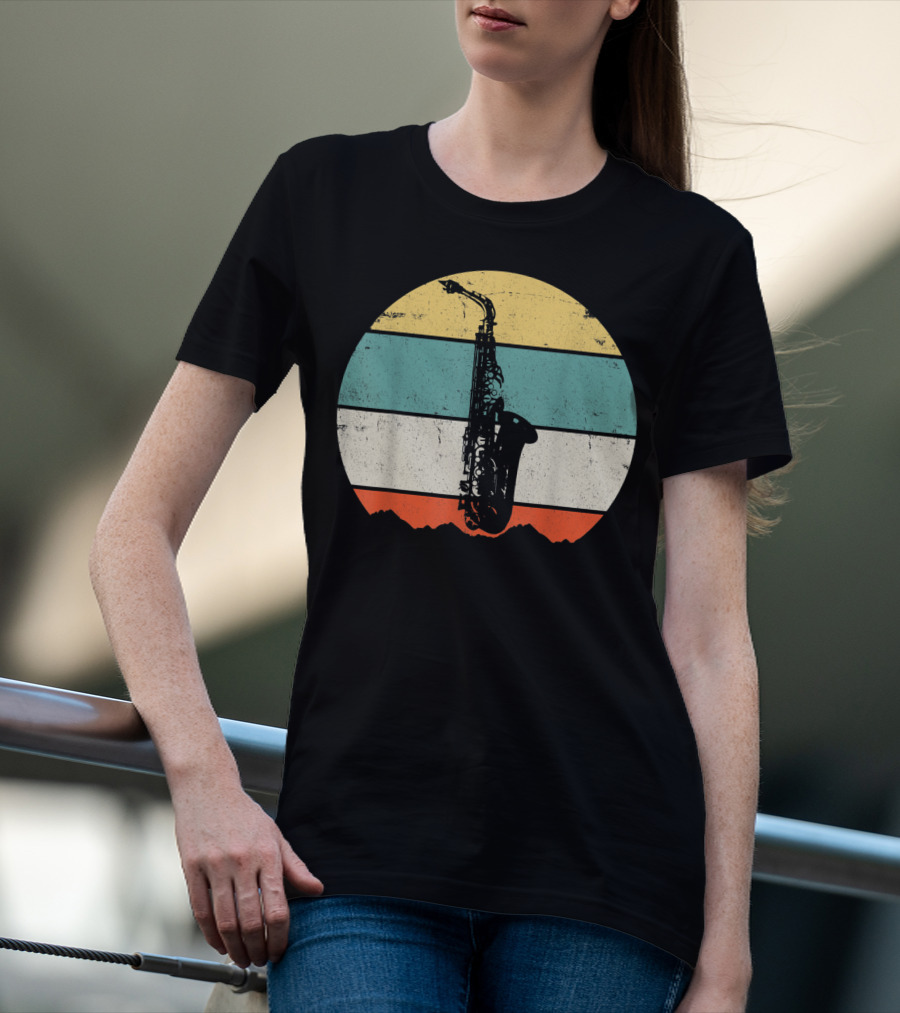 Retro Sunset Saxophone T-Shirt
