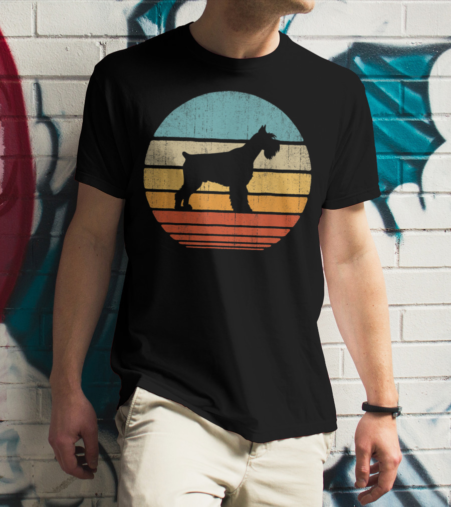 Schnauzer Retro 60S 70S Sunset Stripes T-Shirt