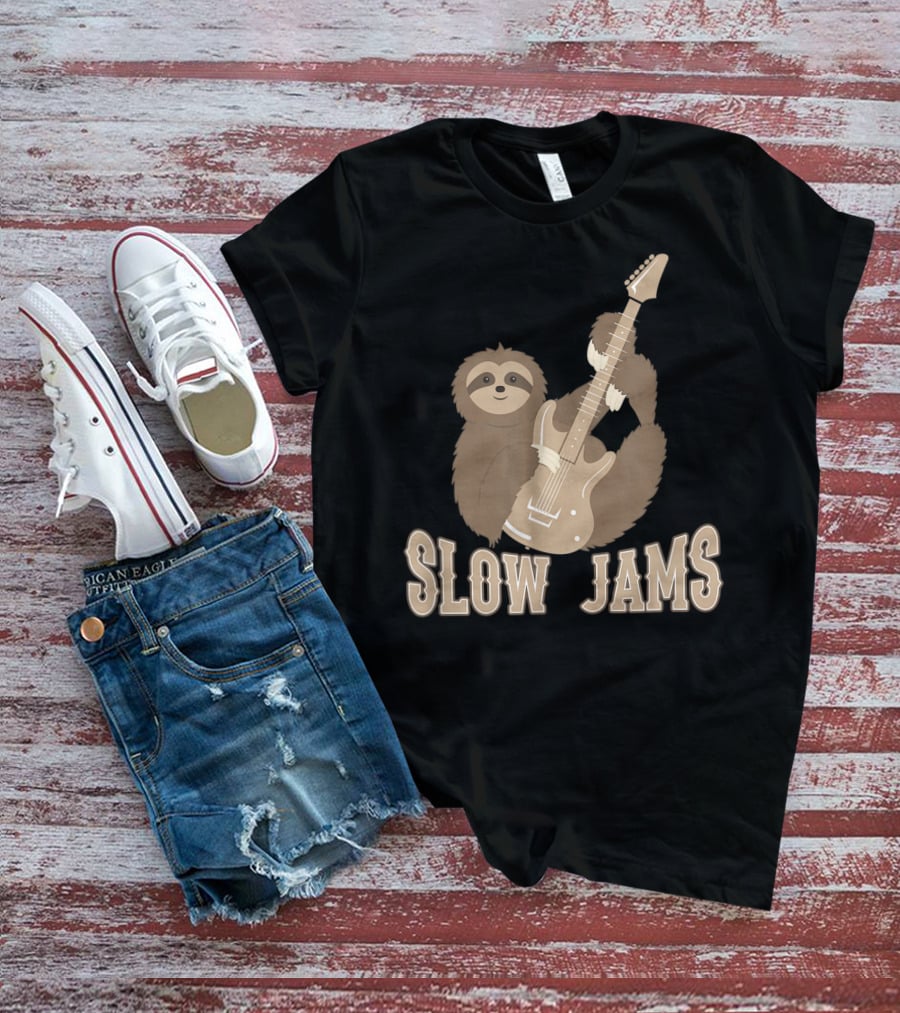 Slow Jams Sloth Fun Bass Guitar Chilled T-Shirt