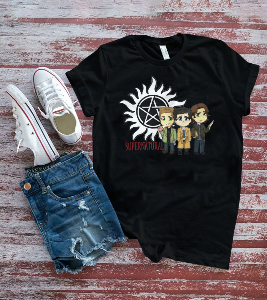 Supernatural Anti-Possession Symbol With Chibi Characters T-Shirt