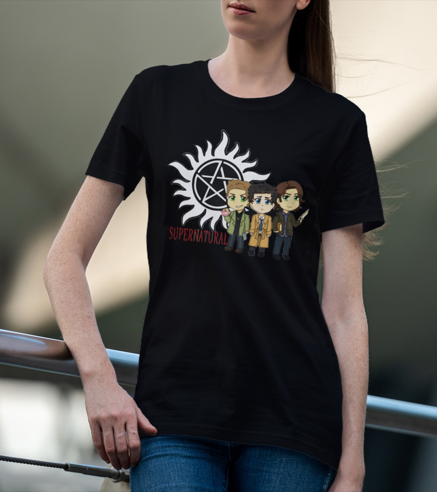 Supernatural Anti-Possession Symbol With Chibi Characters T-Shirt