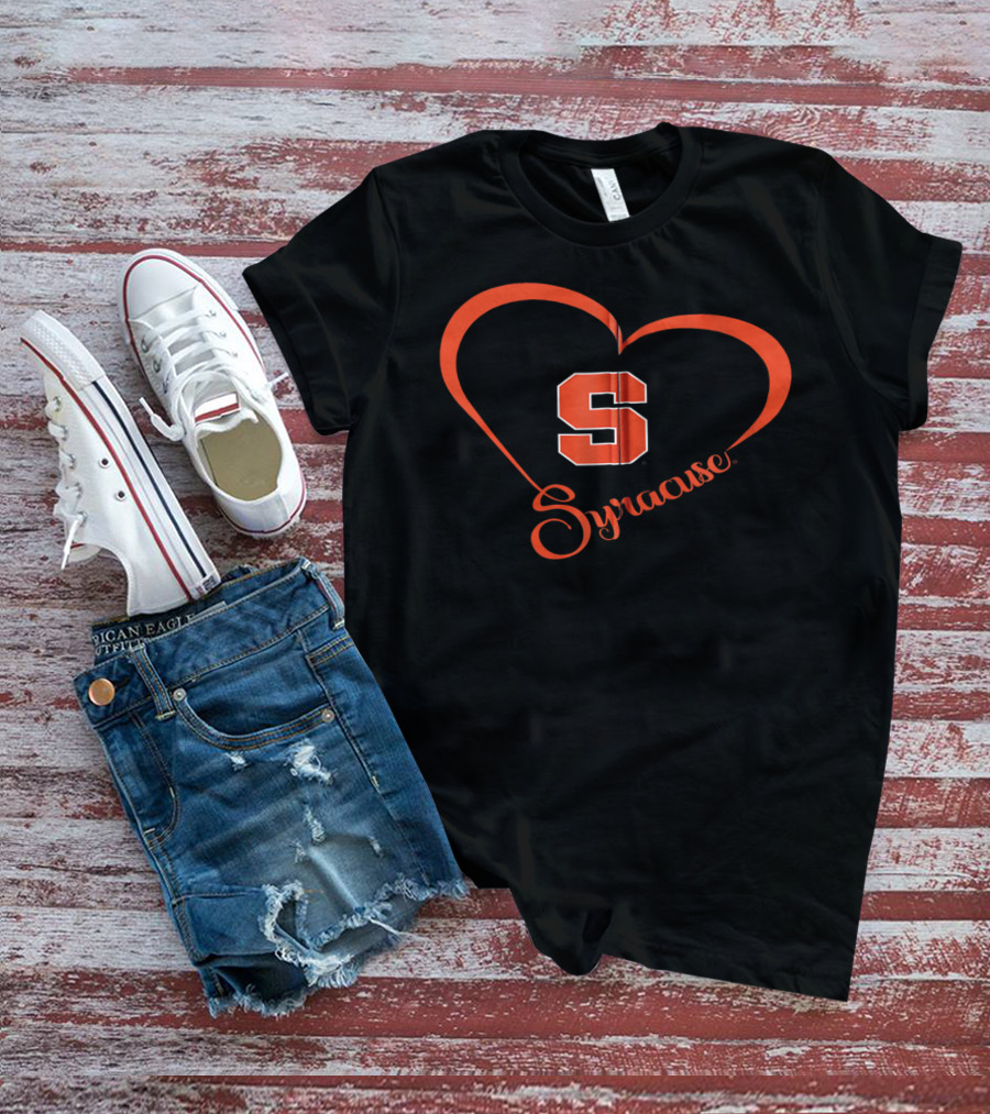 Syracuse Orange Heart Outline With Syracuse Team Name T-Shirt