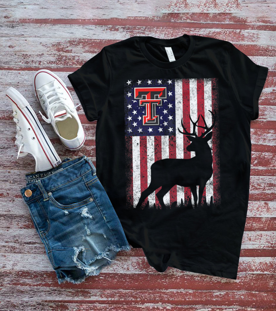 Texas Tech Red Raiders American Flag Deer T-Shirt