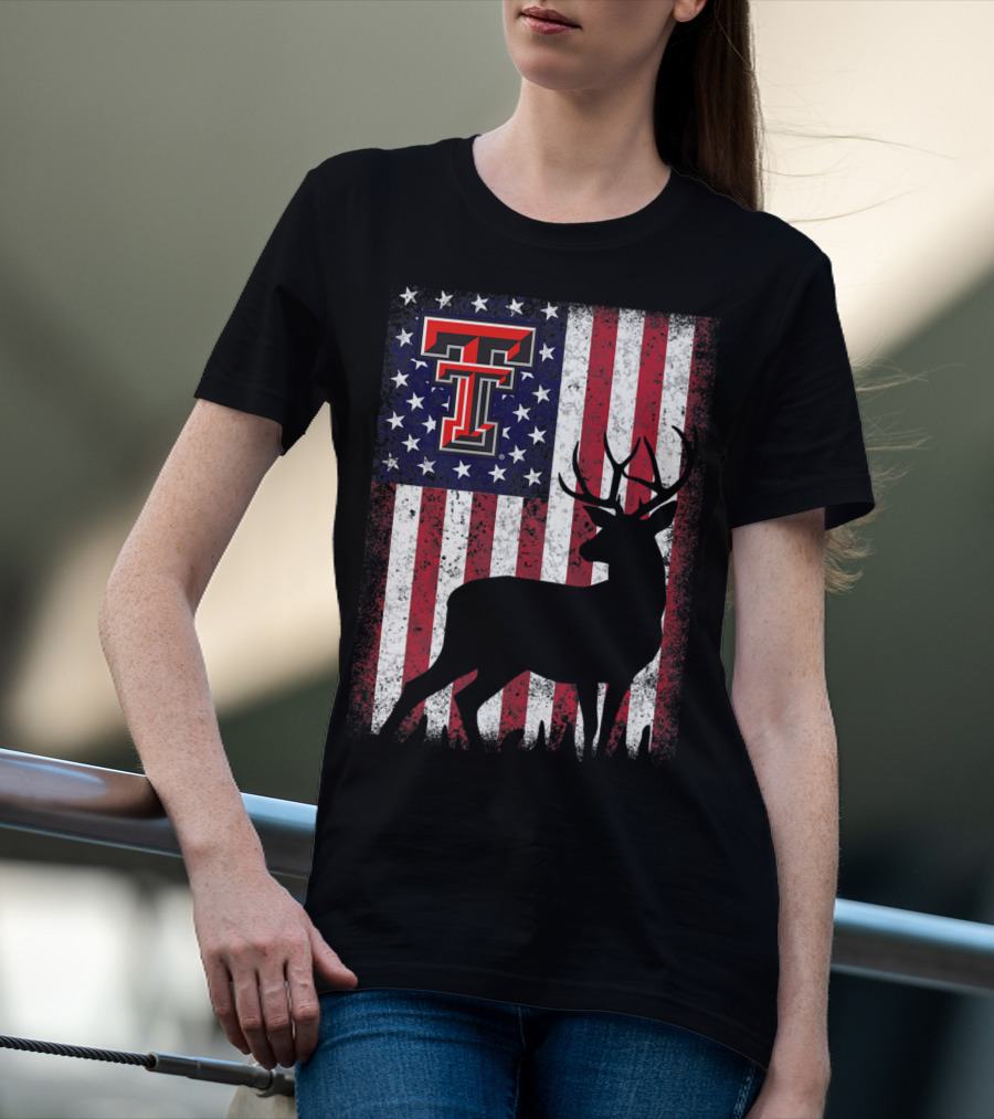 Texas Tech Red Raiders American Flag Deer T-Shirt