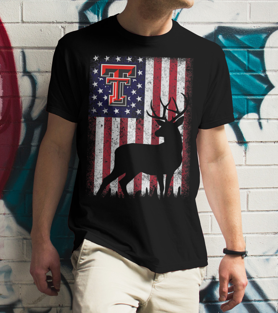 Texas Tech Red Raiders American Flag Deer T-Shirt